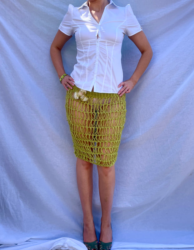 Mossy Scrunch Midi Skirt.